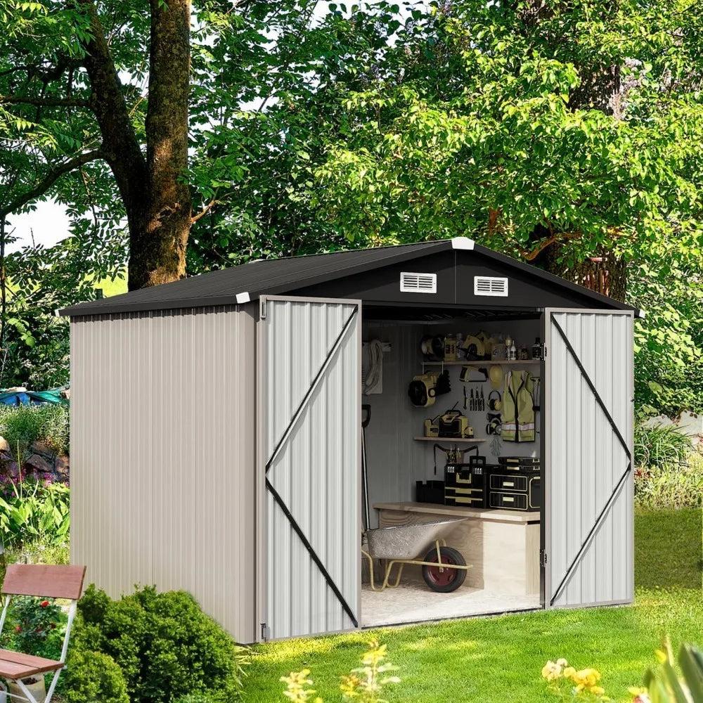 Outdoor Steel Storage Shed - Tool & Utility Shed with Door & Lock