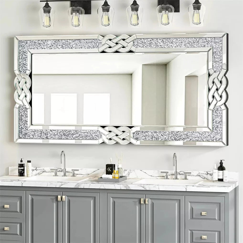 Wisfor Crushed Diamond Wall Mirror Rectangular Crystal Edge