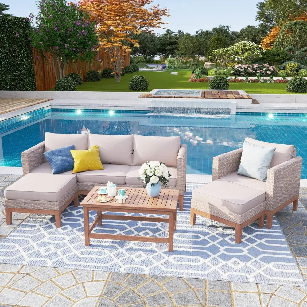 Outdoor Wicker Patio Conversation Set With Coffee Table