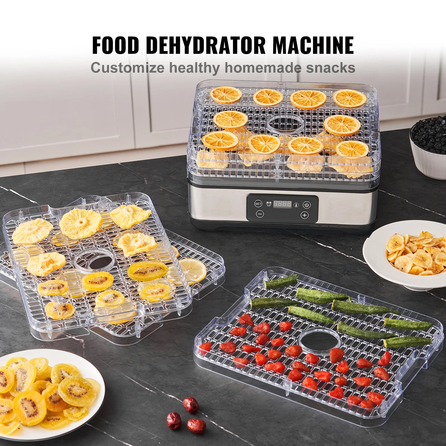 SucceBuy 5 Tray Dehydrator 300W Stainless Steel Timer