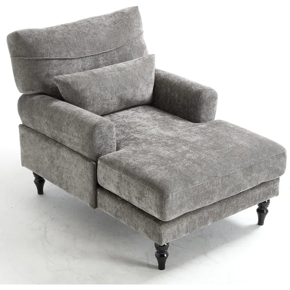 Modern Indoor Chaise Lounge Chair With Double Cushions