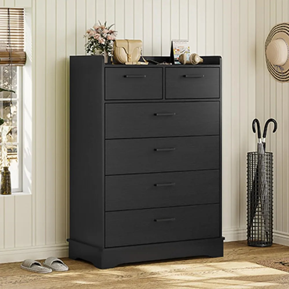 6 Drawer Dresser, Wooden Storage Chest of 6 Drawers, Tall Organizer
