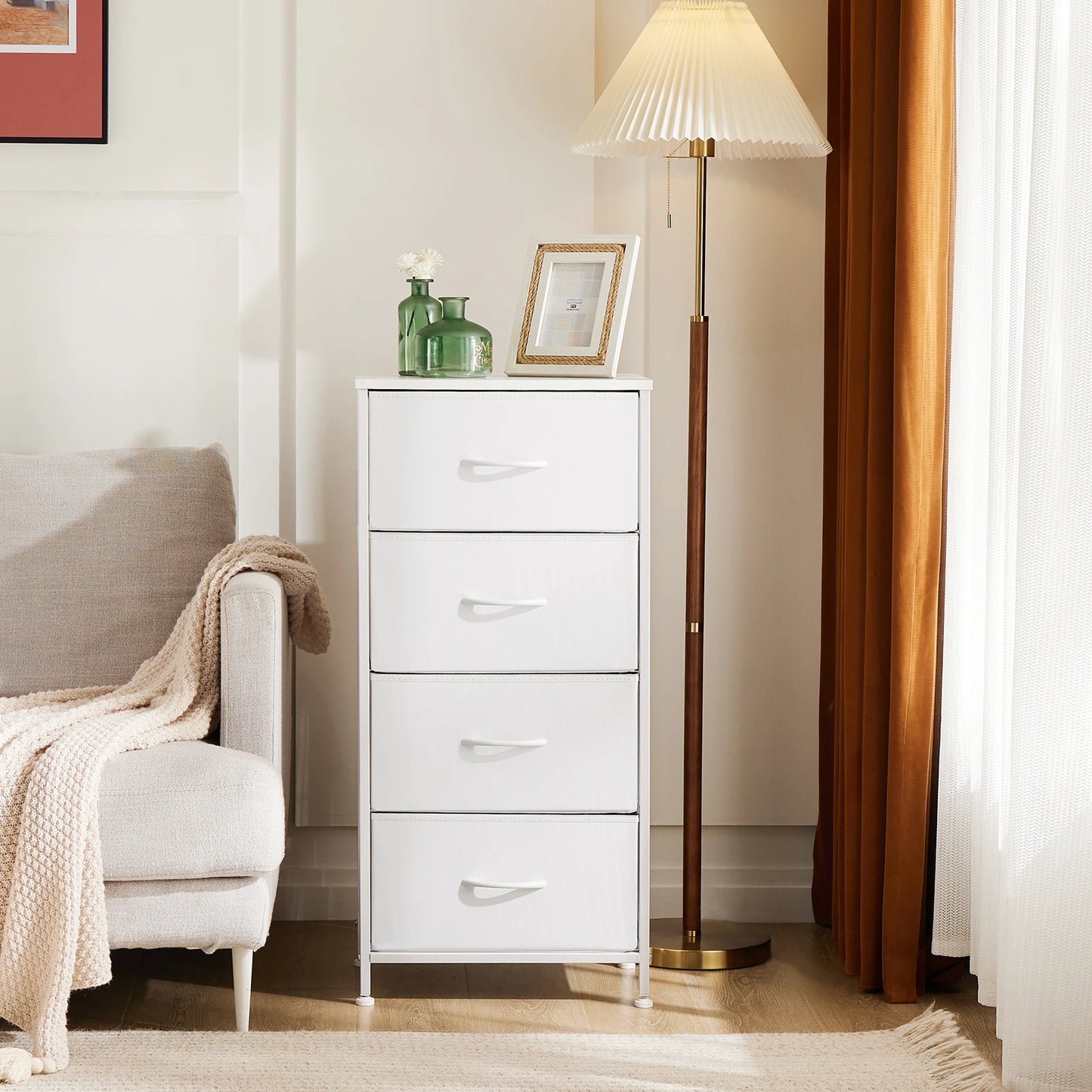 JHK 4 Fabric Living Room Cabinet With Wardrobe Steel Frame