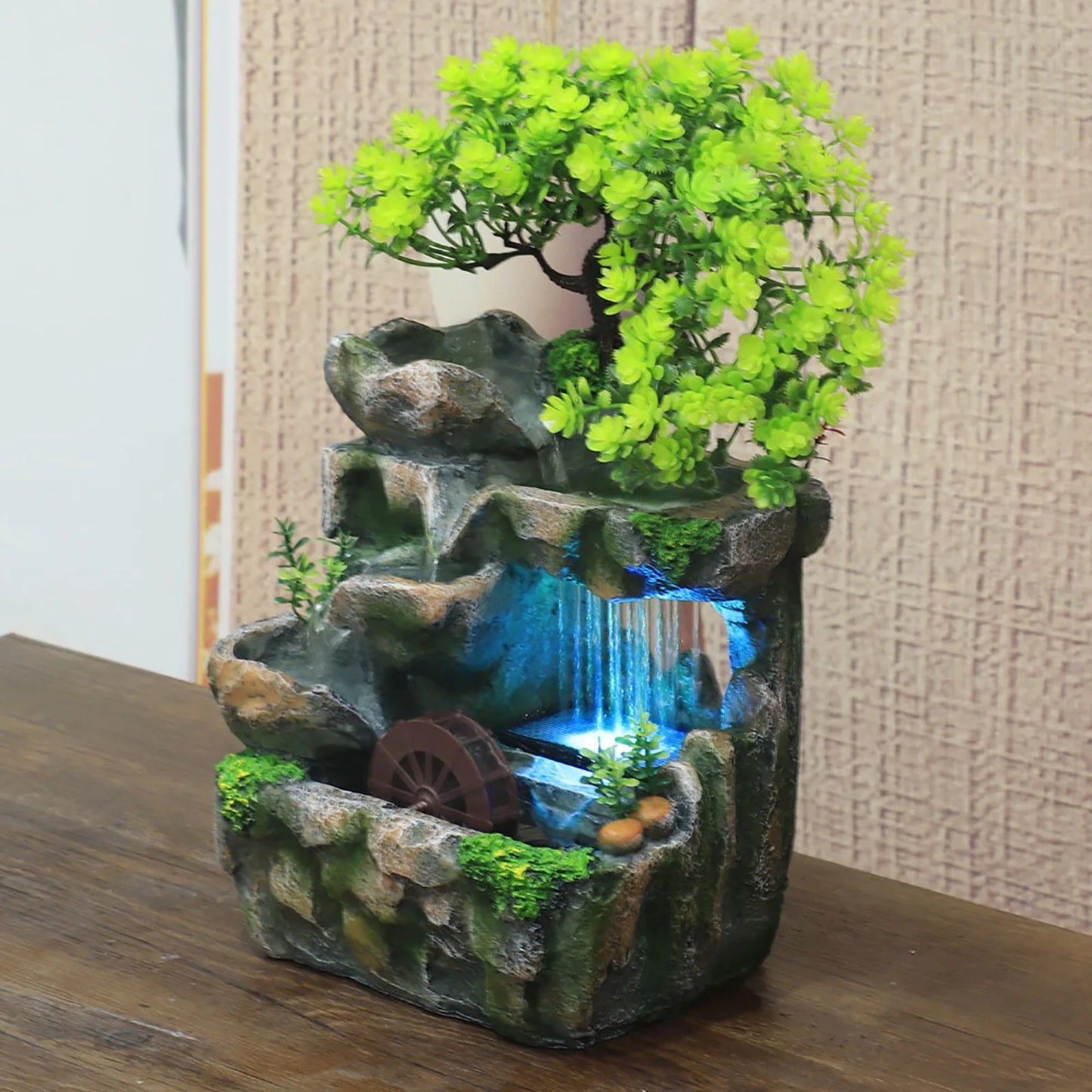 Indoor Room Fountain Waterfall Desktop Water Feature LED