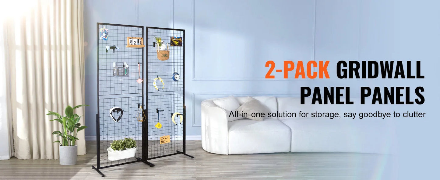SucceBuy Grid Wall Panels Double Sided Gridwall Racks Hooks