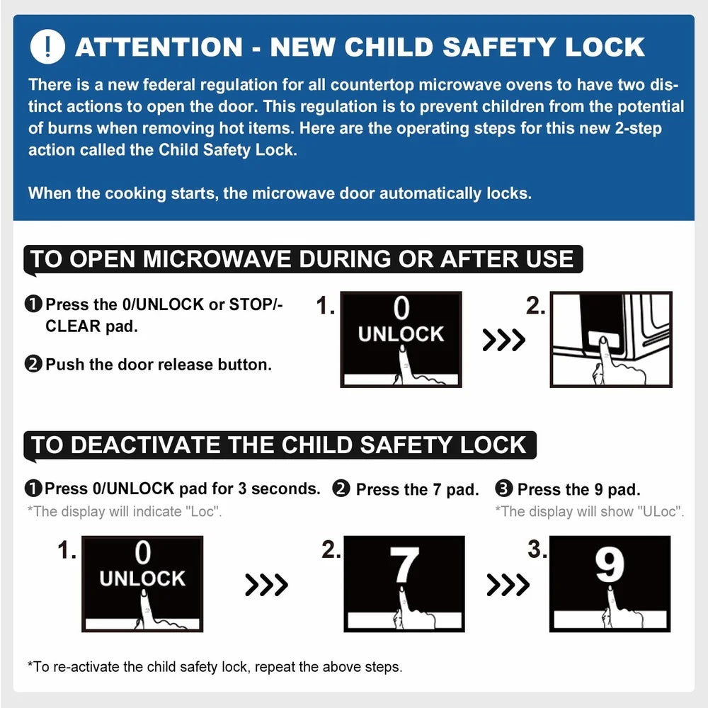 Compact 0.7 Cu ft Countertop Microwave Oven 700 Watts LED Display Kitchen Timer Child Safety Lock Push Button Door 10 Power