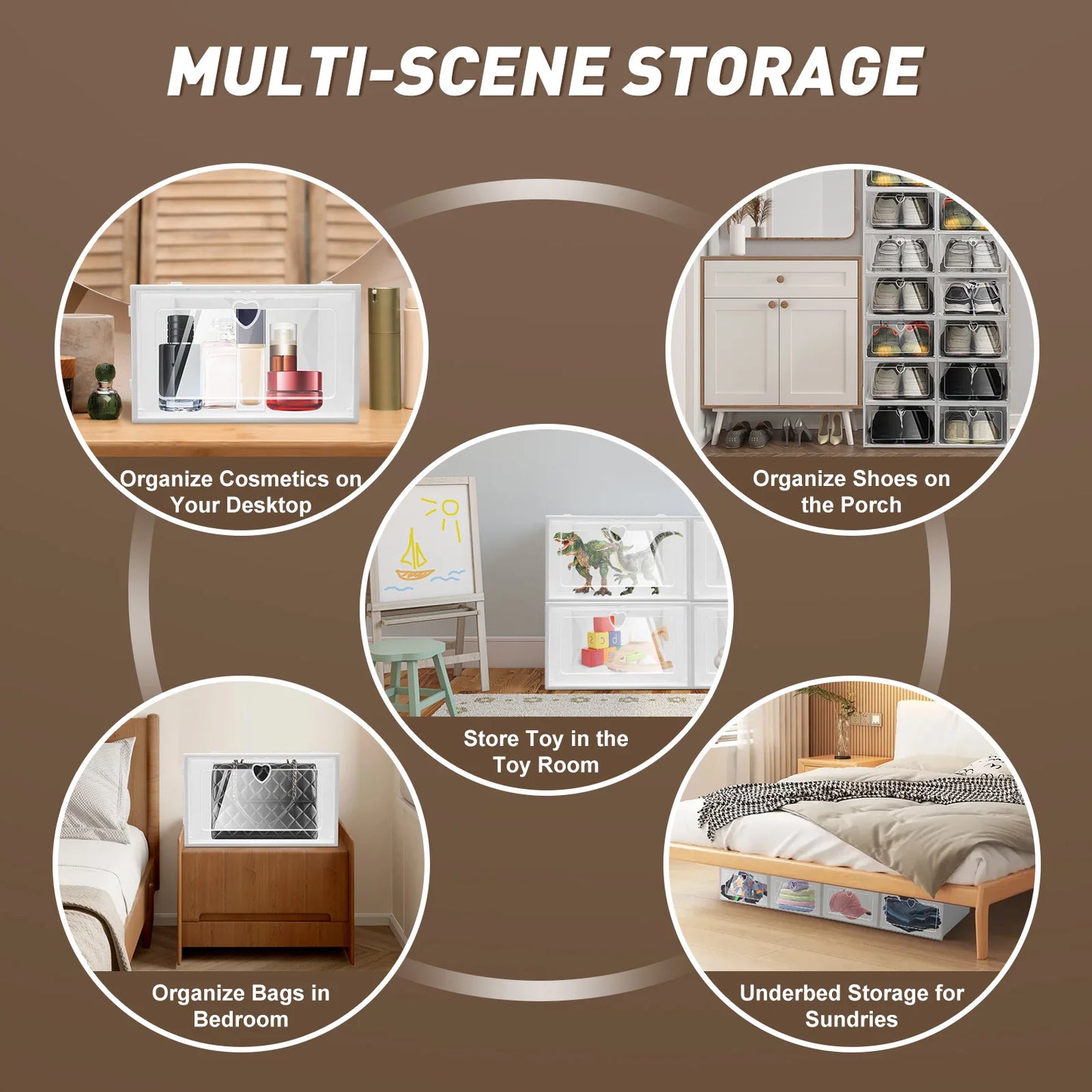 20X Clear Plastic Shoe Storage Boxes Stackable Foldable