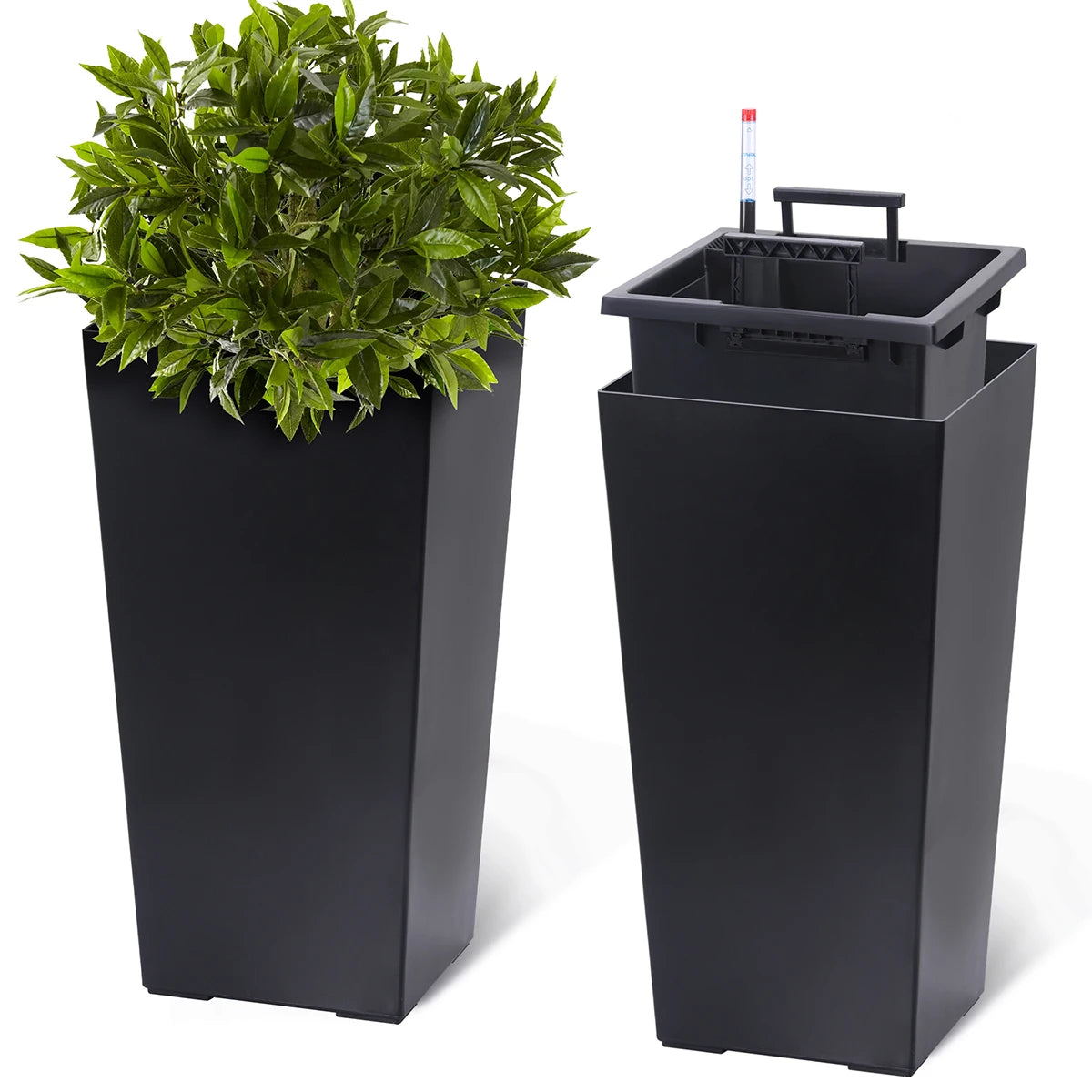 Rectangular Planters Set 2 With Drainage Holes And Level
