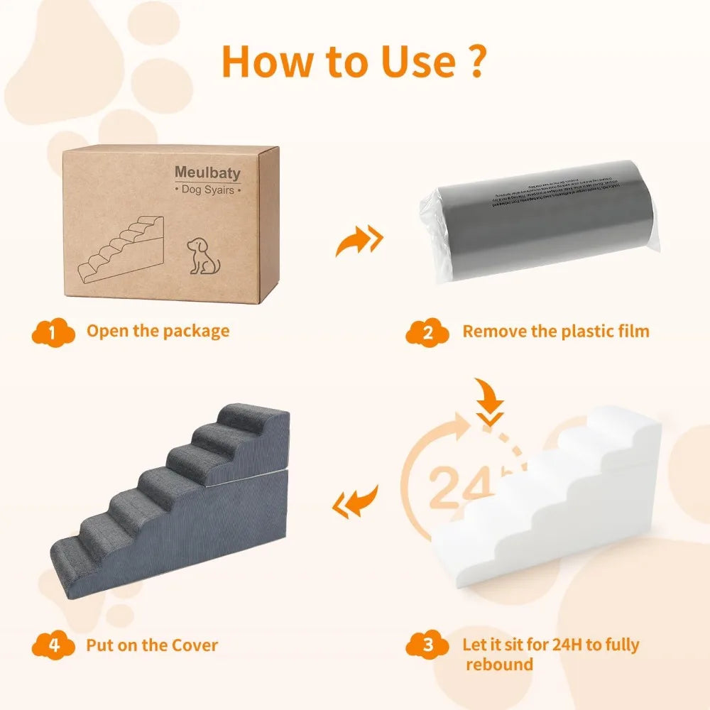 7-Steps Dog Stairs for High Bed and Couch 29.5 H