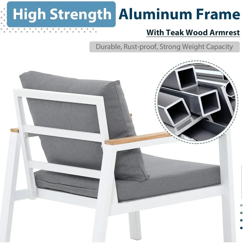 Outdoor Patio Furniture Sectional Patio Sofa Set with Teak Table