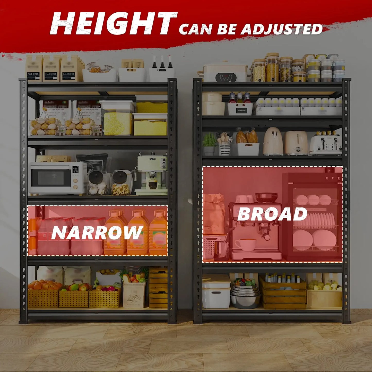 Storage Shelves 5 Tier Garage Shelving Heavy Duty Unit 35.5Lx11.9Wx72H