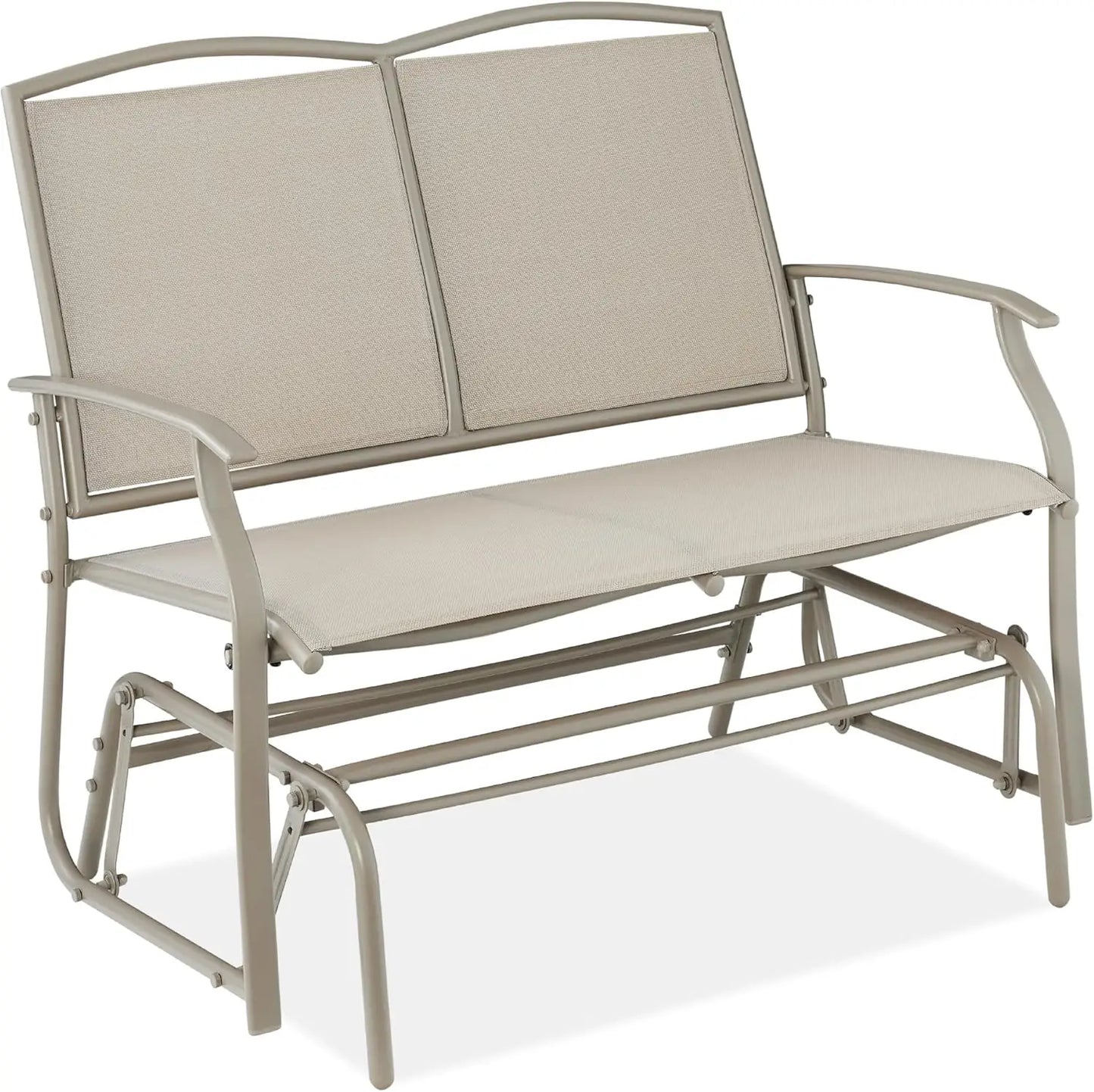 2-Person Outdoor Patio Swing Glider Steel Loveseat Rocker Q