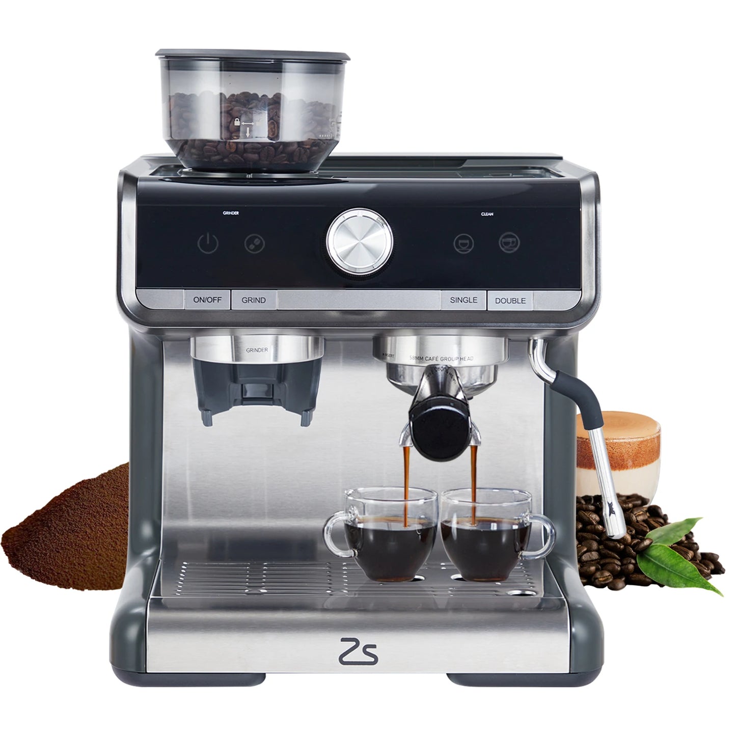 Acekool Espresso Machine Grinder Milk Frother 20 Bar