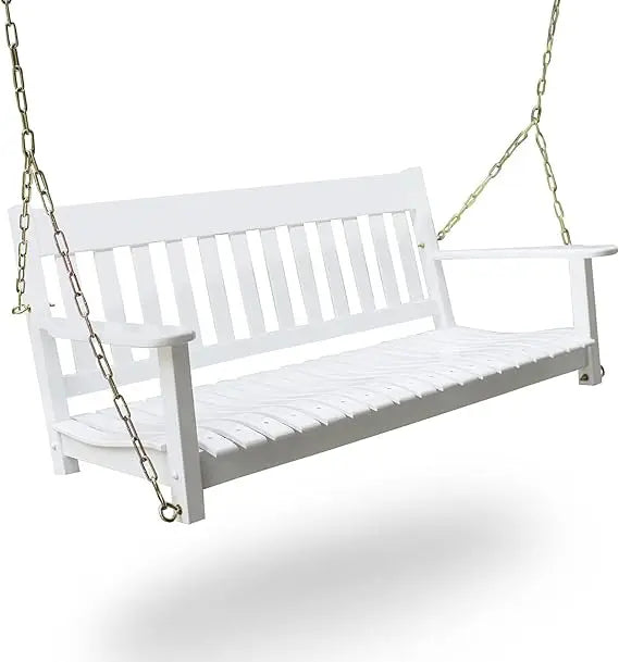 Wood Porch Swing White Outdoor Weather Resistant Bench