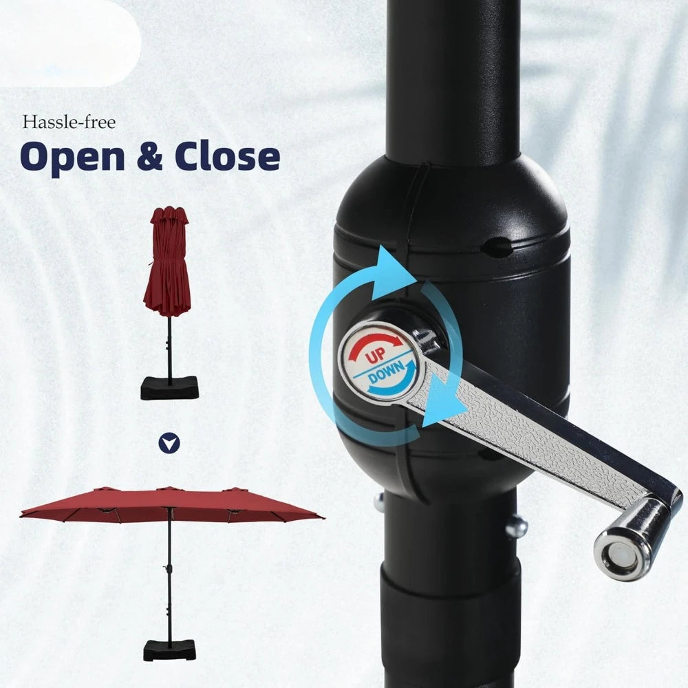15ft Double Sided Patio Umbrella with Base Included