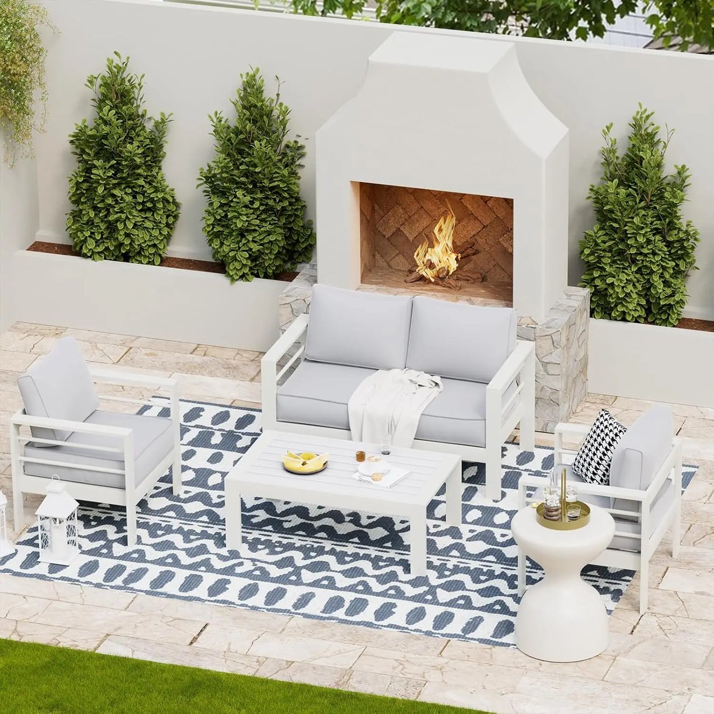 Aluminum Patio Furniture Set Outdoor Couch and Chairs Set