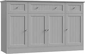 55 Inch Green Modern Sideboard Buffet Cabinet With Drawers