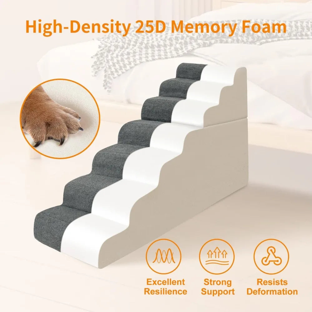 7-Steps Dog Stairs for High Bed and Couch 29.5 H