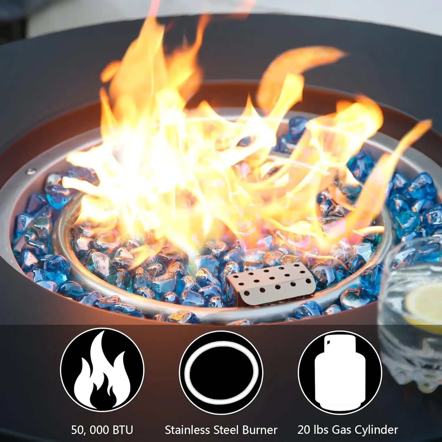 BALI OUTDOORS Propane Fire Pit Table 30 Inch 50,000 BTU