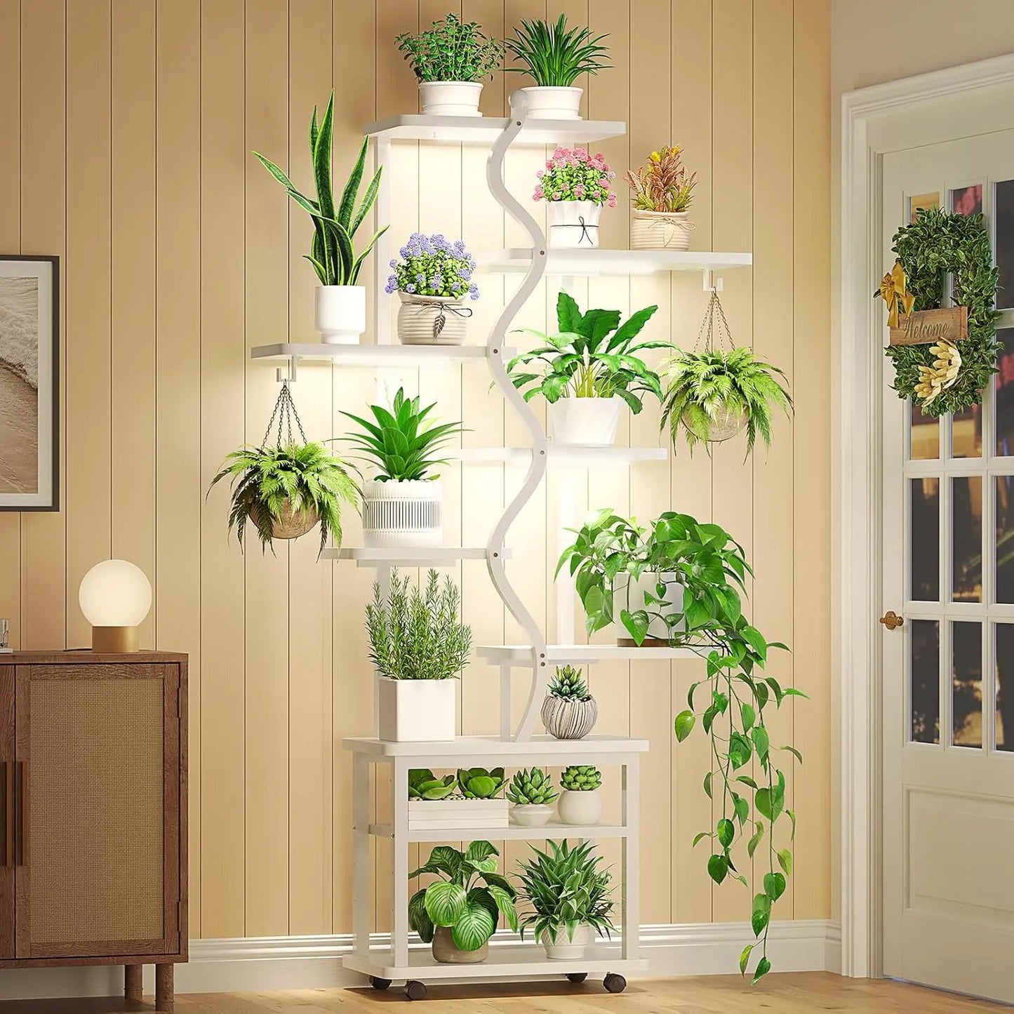 Plant Stand Indoor with Grow Lights, 71" Tall S-Shaped Metal