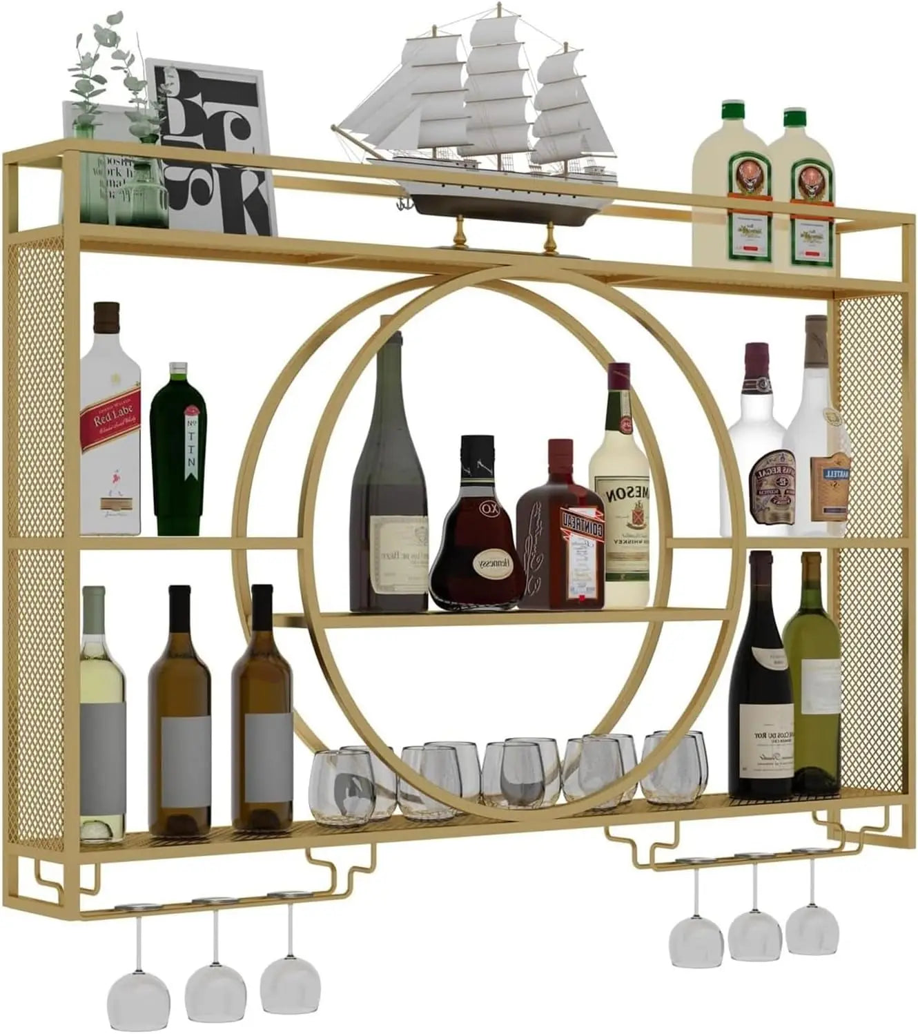 Modern Wine Storage Rack Wall Mounted With LED Light