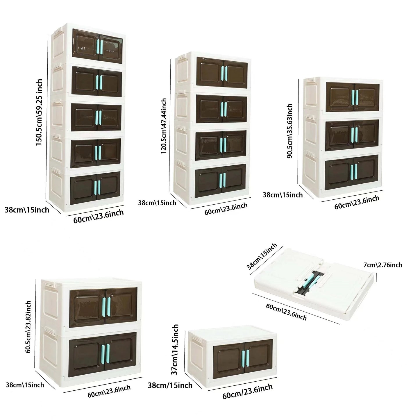 Five Tier Foldable Storage Organizer With 4 Swivel Wheels