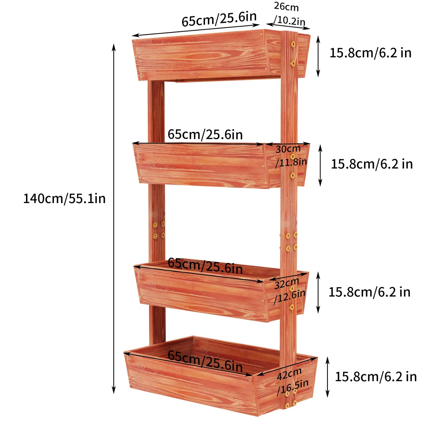 4-Tier Raised Garden Bed Vertical Flower Pots Rack with Detachable Ladder and Adjustable Shelf