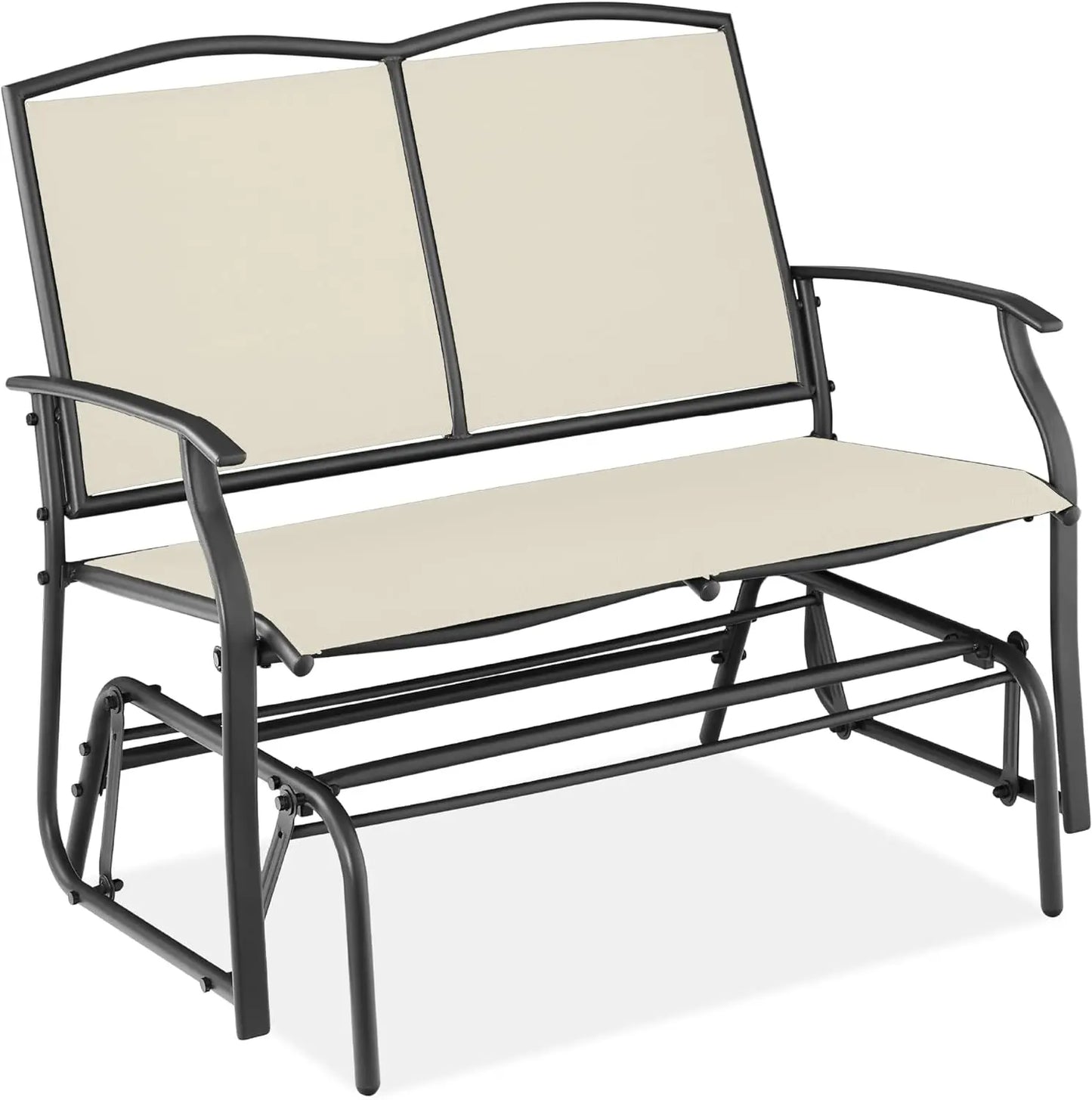 2-Person Outdoor Patio Swing Glider Steel Loveseat Rocker Q