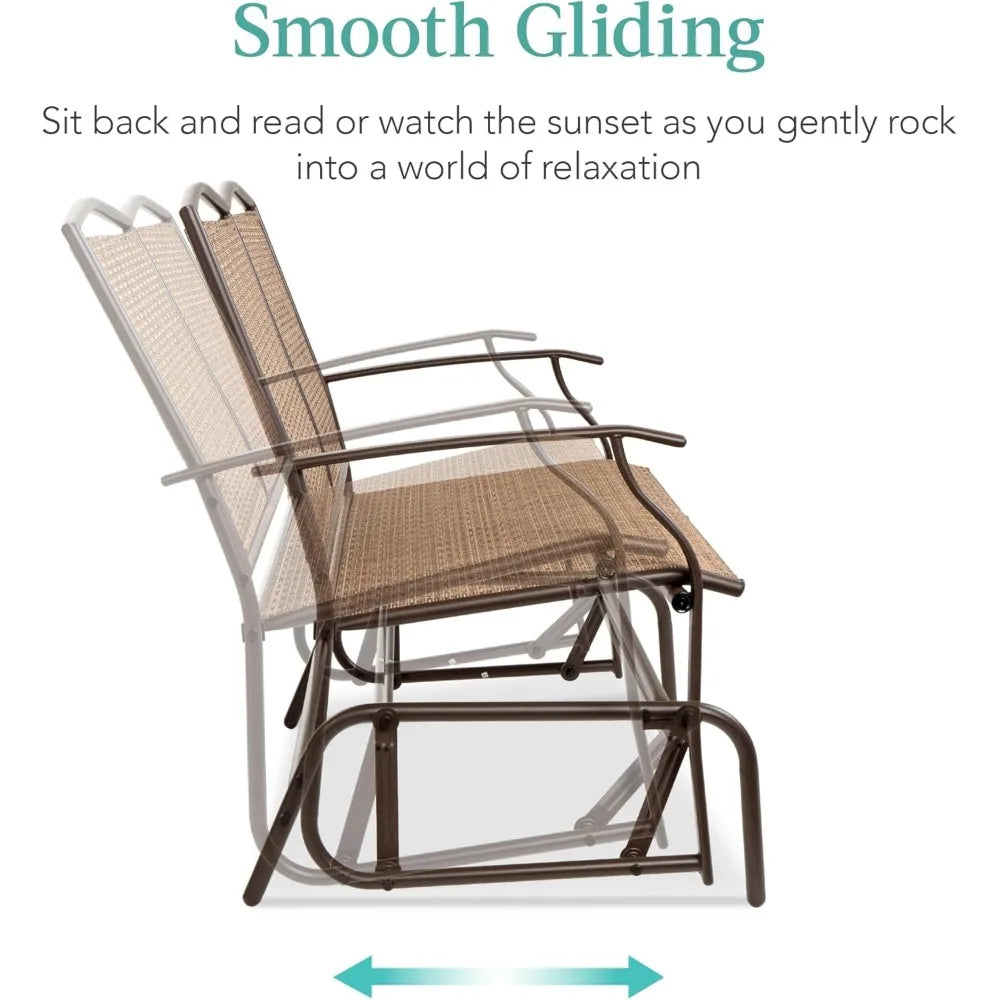 2-Person Outdoor Patio Swing Glider Steel Loveseat Rocker Q