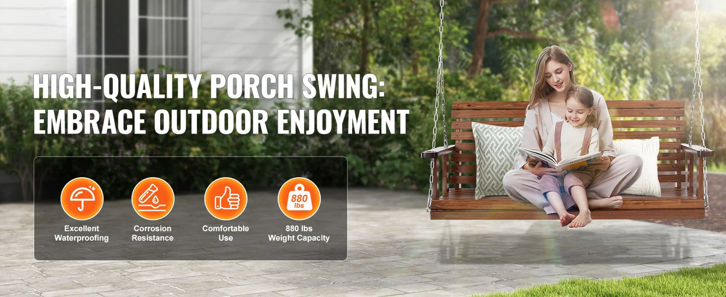 SucceBuy Cedar Wood Porch Swing 5 Ft Patio Bench 880 Lbs