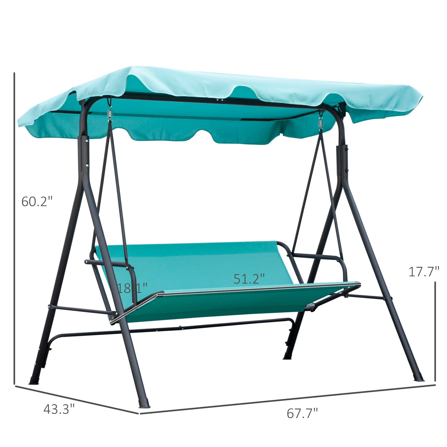 Outsunny 3 Seat Porch Swing Hammock With Canopy Blue