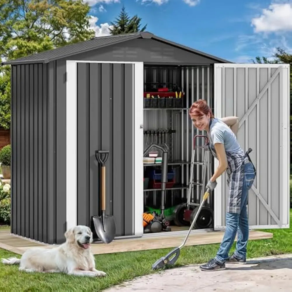 6x4 Ft Outdoor Storage Shed Ventilated With Locking Entry