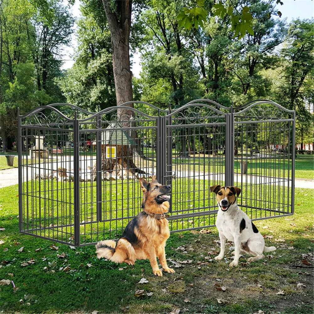 Heavy Duty Dog Playpen 8 Panels Iron Fence With Door