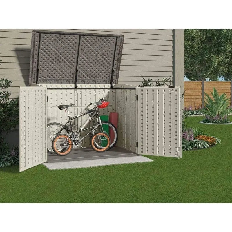 Horizontal Stow-Away Storage Shed Natural Wood-like Outdoor Storage