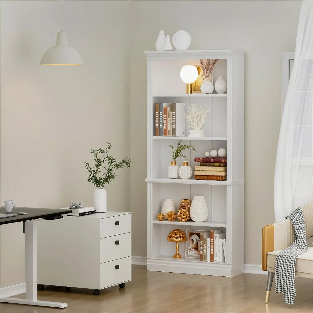 Five Tier Wooden Bookcase for Living Rooms Bedrooms Offices