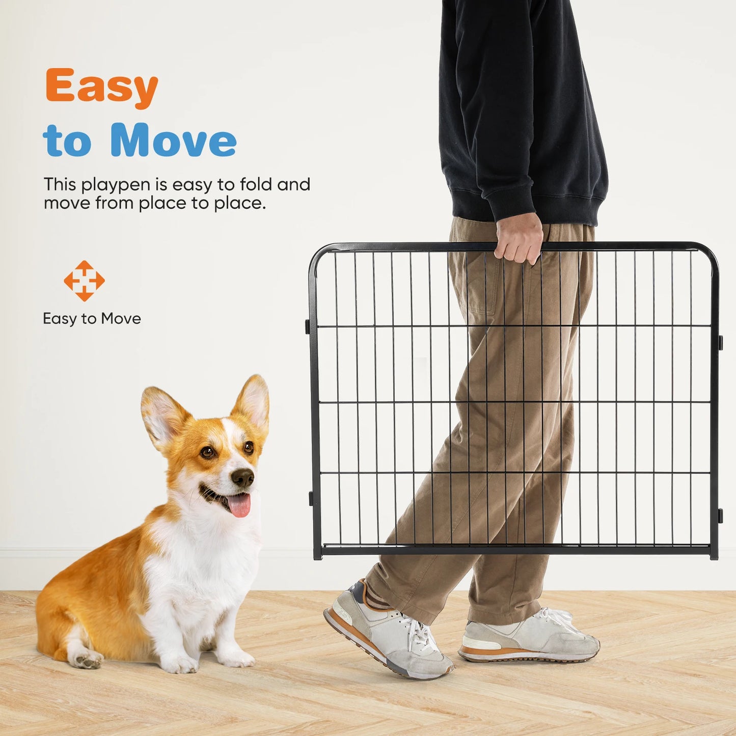 JHK 8 Panel Dog Playpen Indoor Pet Fence Heavy Duty Metal Pen