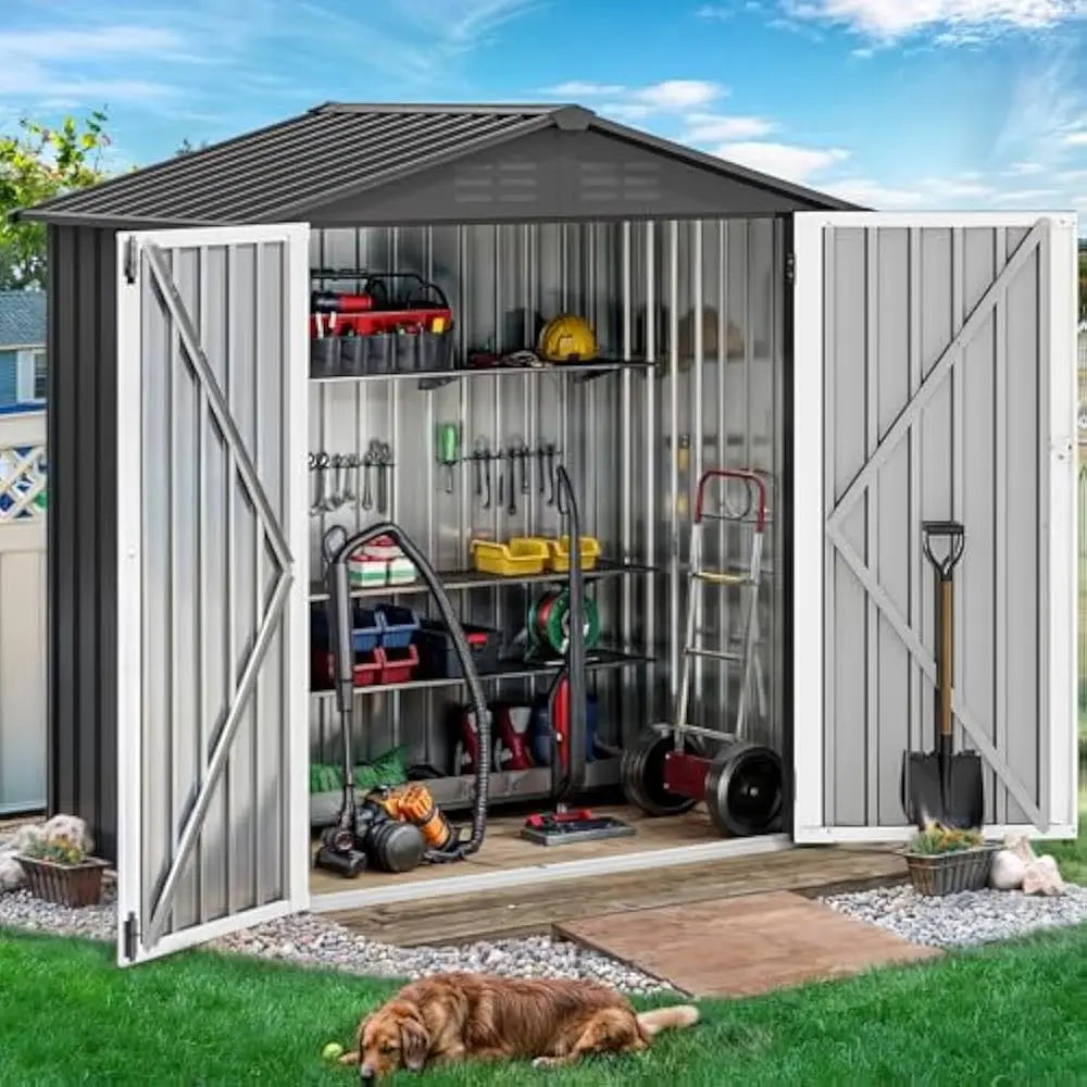 6x4 Ft Outdoor Storage Shed Ventilated With Locking Entry