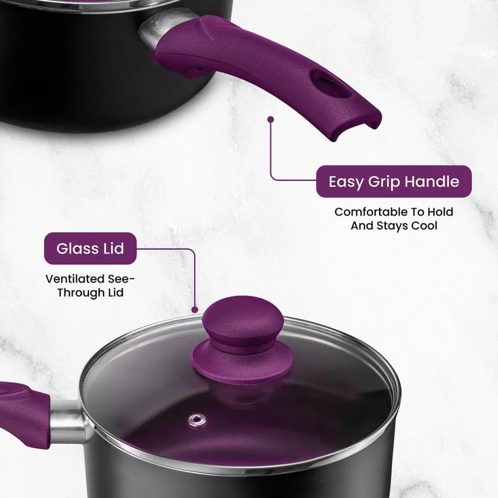 Pots And Pans Set Cookware Nonstick Aluminum 11 Piece Purple