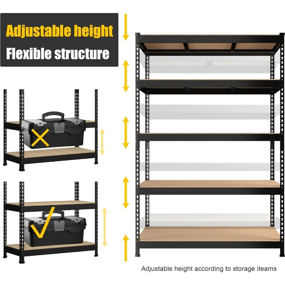 Heavy Duty Storage Shelves - 5 Tier Adjustable Metal Rack