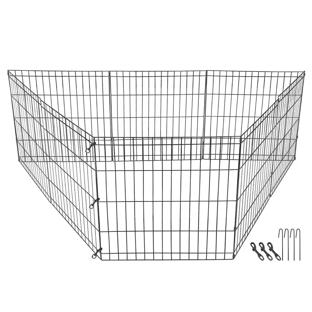 24 Inch Tall 8 Panels Metal Dog Playpen Large Crate Fence