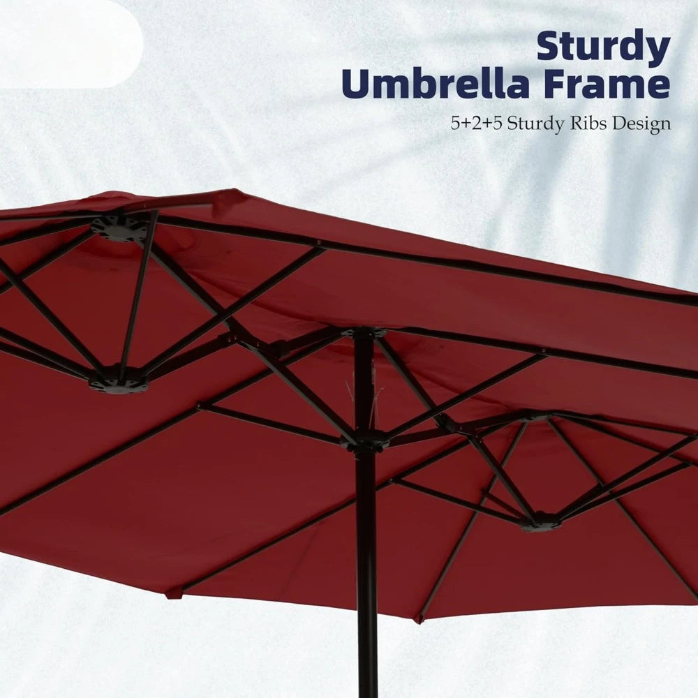 15ft Double Sided Patio Umbrella with Base Included