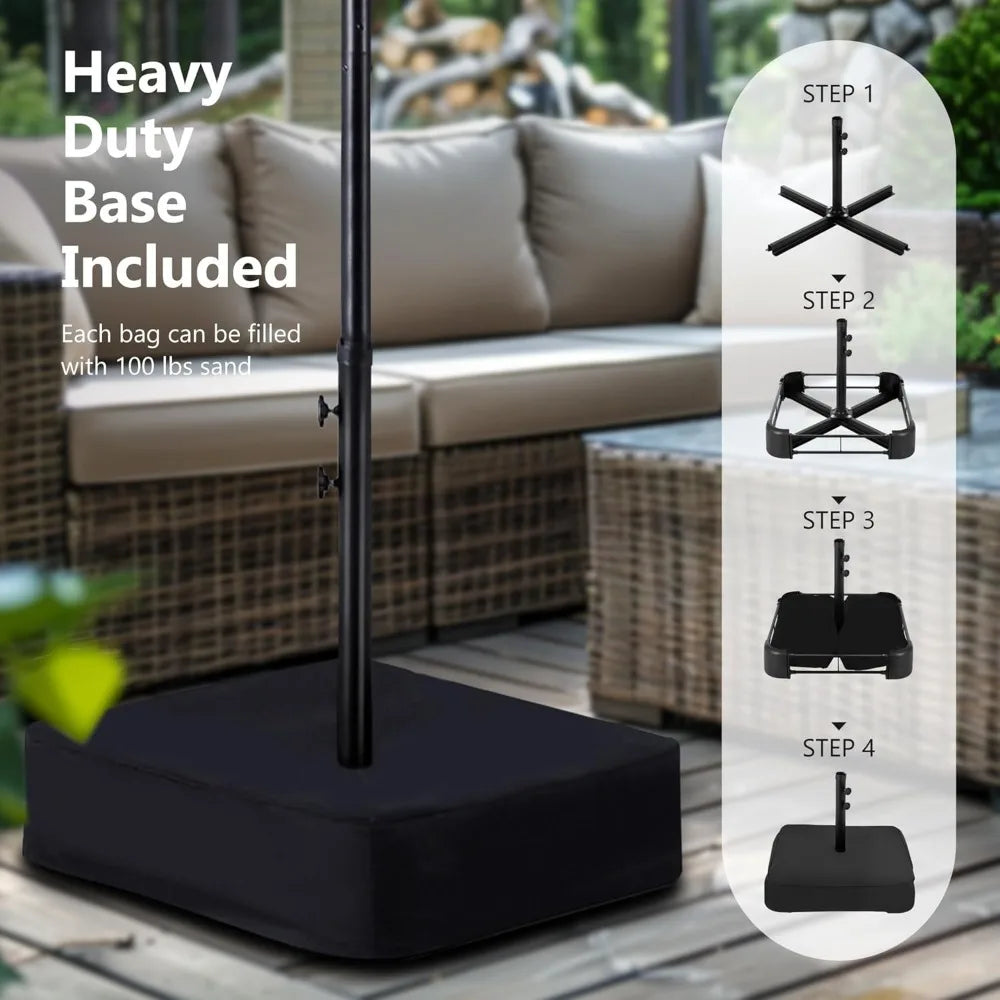 15ft Double Sided Patio Umbrella with Base Included