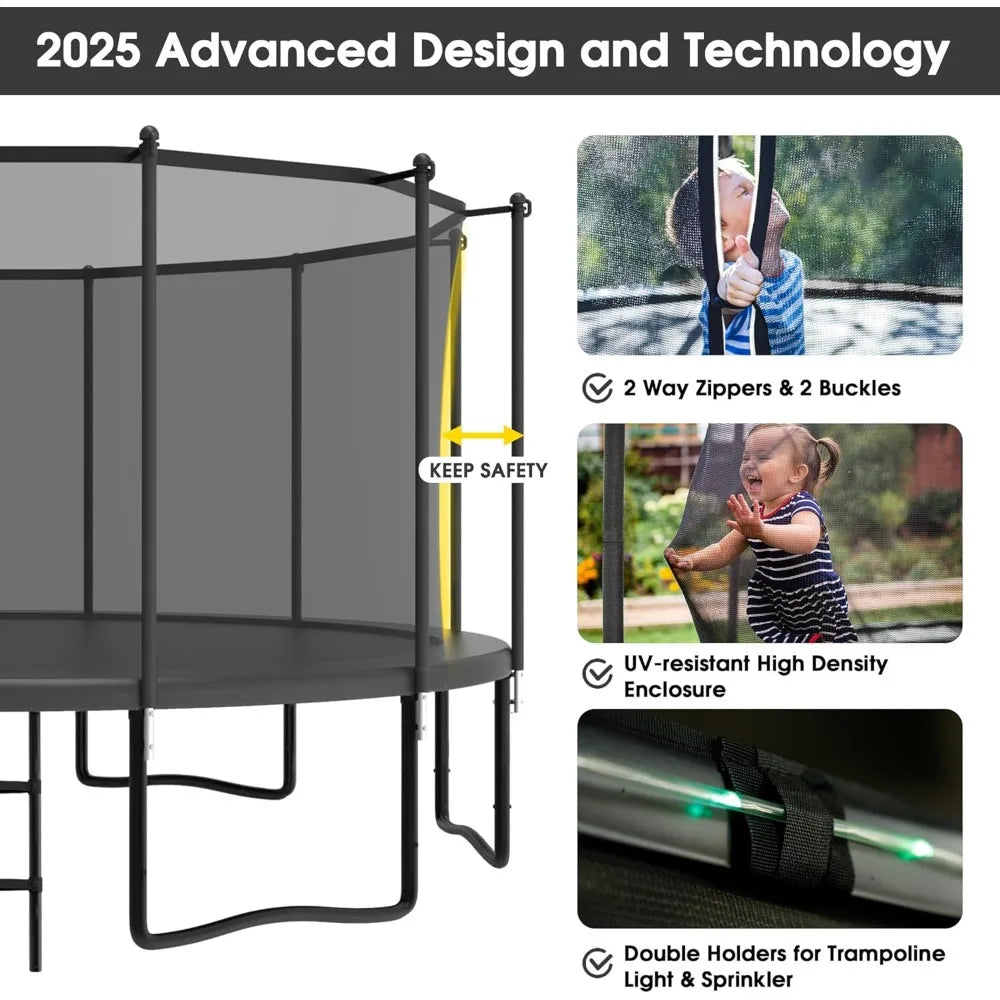 12 FT Trampoline for Kids and Adults 1500LBS with Hoop