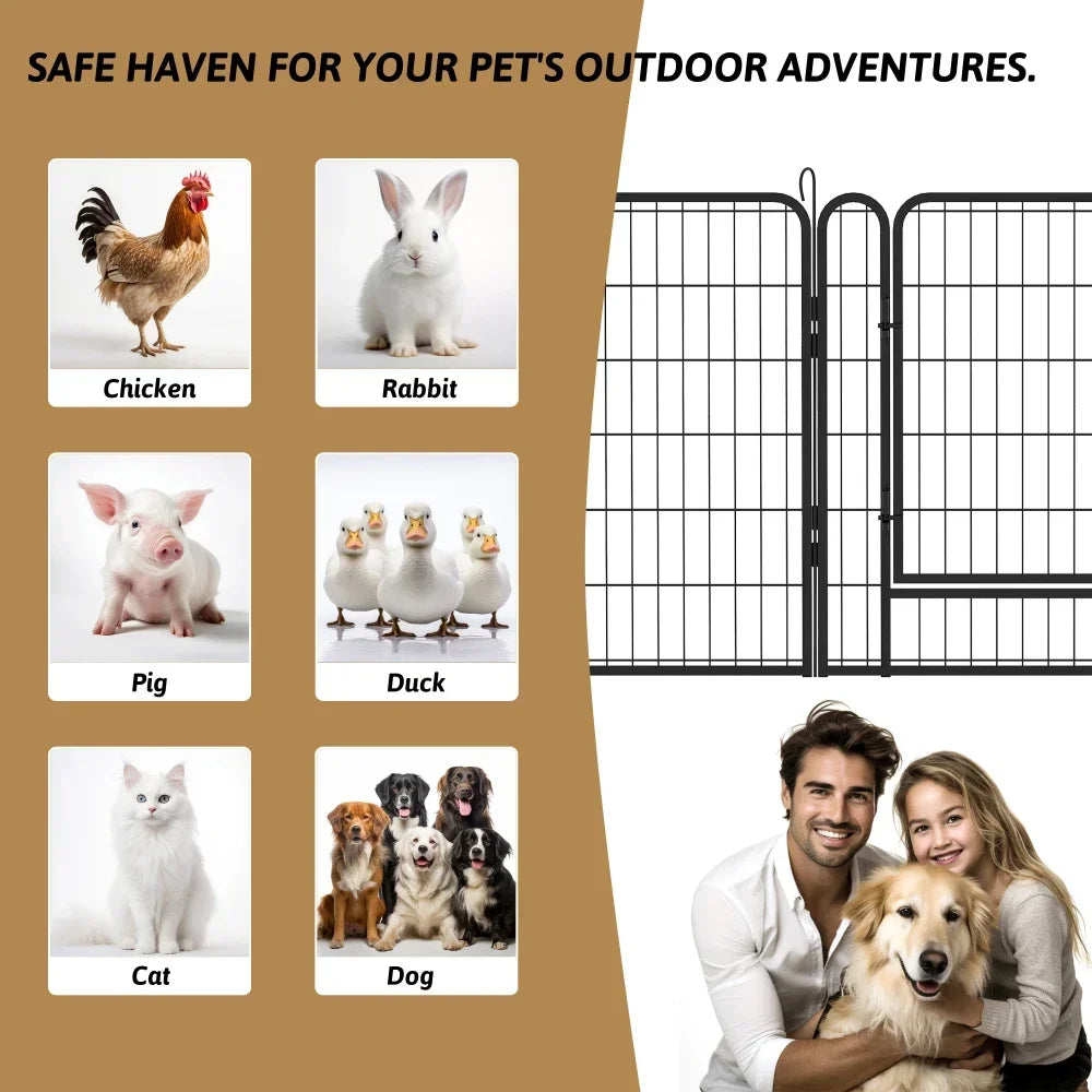 16 Panels Heavy Duty Metal Playpen with Door for Dogs