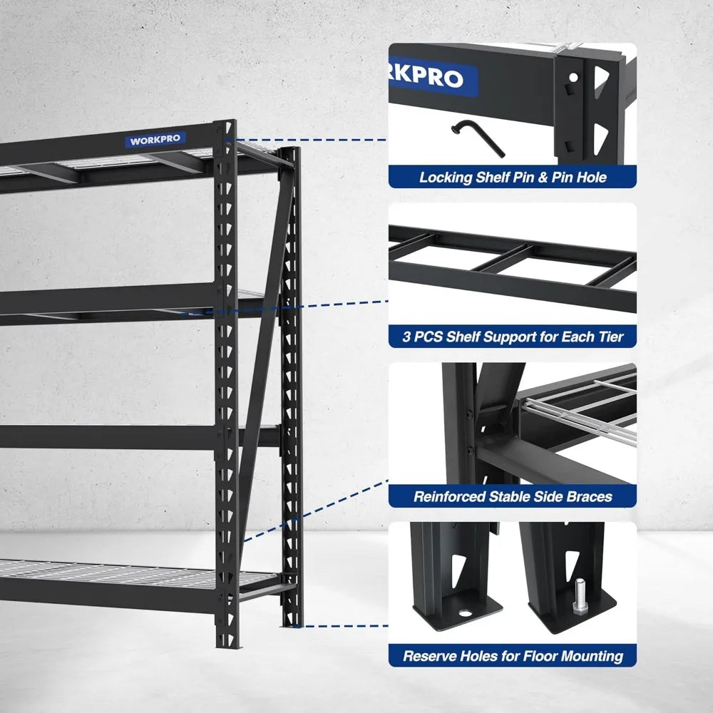 68" 4-Tier Metal Garage Shelving Unit for Heavy Duty Storage
