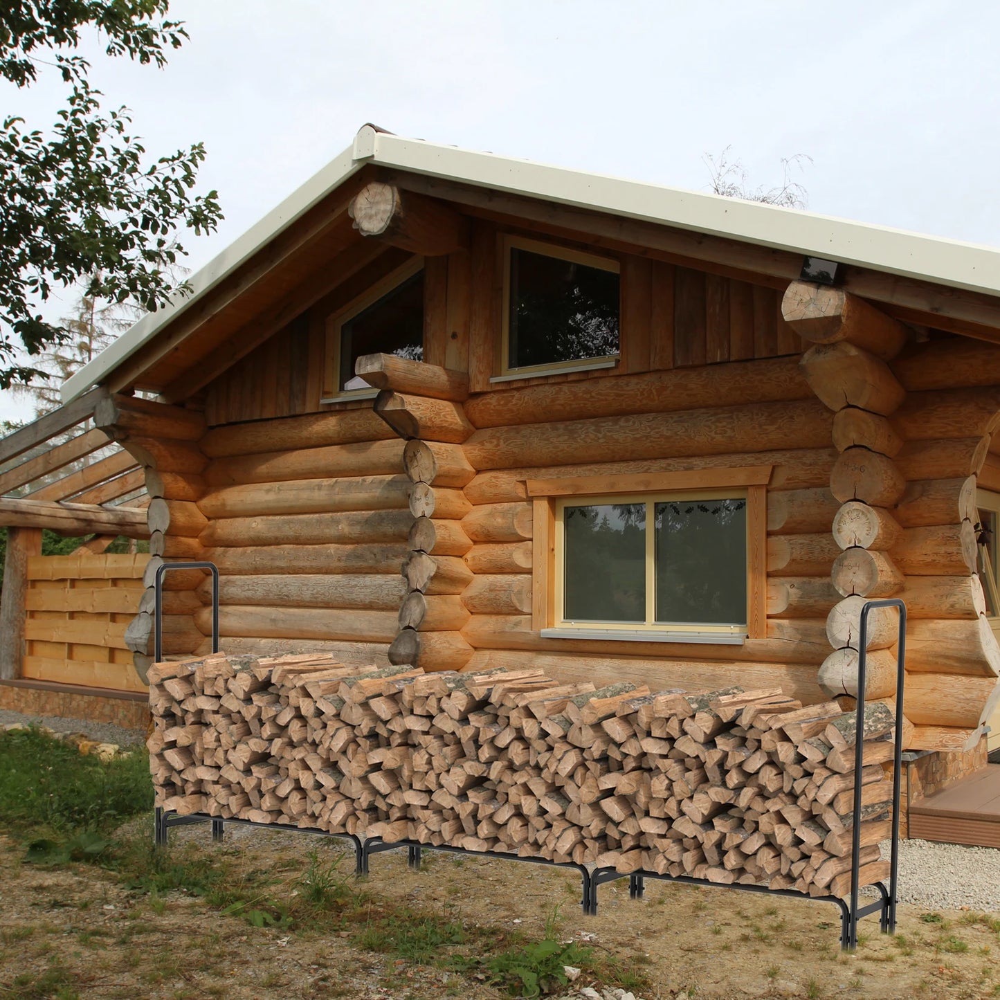 Outdoor Metal Log Rack For Fireplace Heavy Duty Storage