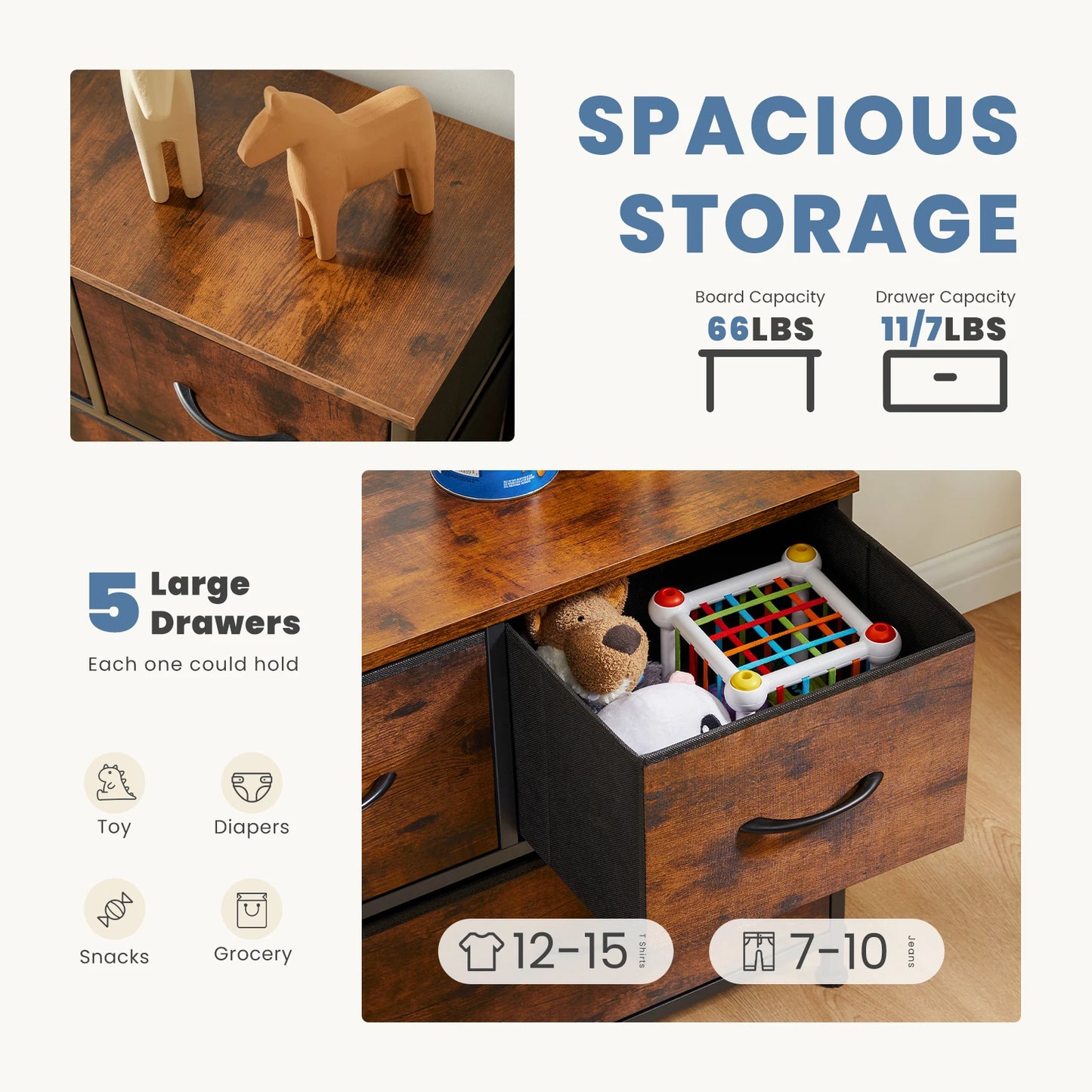 JHK Living Room Wardrobe Display Cabinet Fabric Drawers