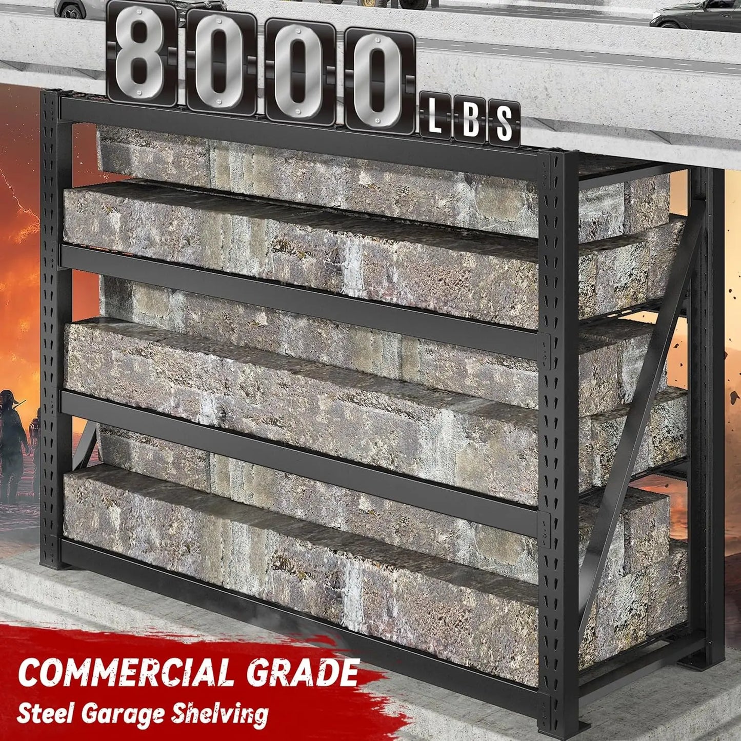 8000LBS Garage Shelving Heavy Duty 77" W Storage Shelves