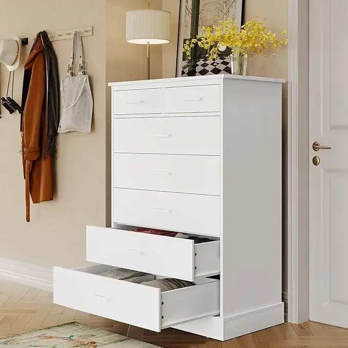 Black Dresser for Bedroom, Tall 7 Drawer Storage Cabinet