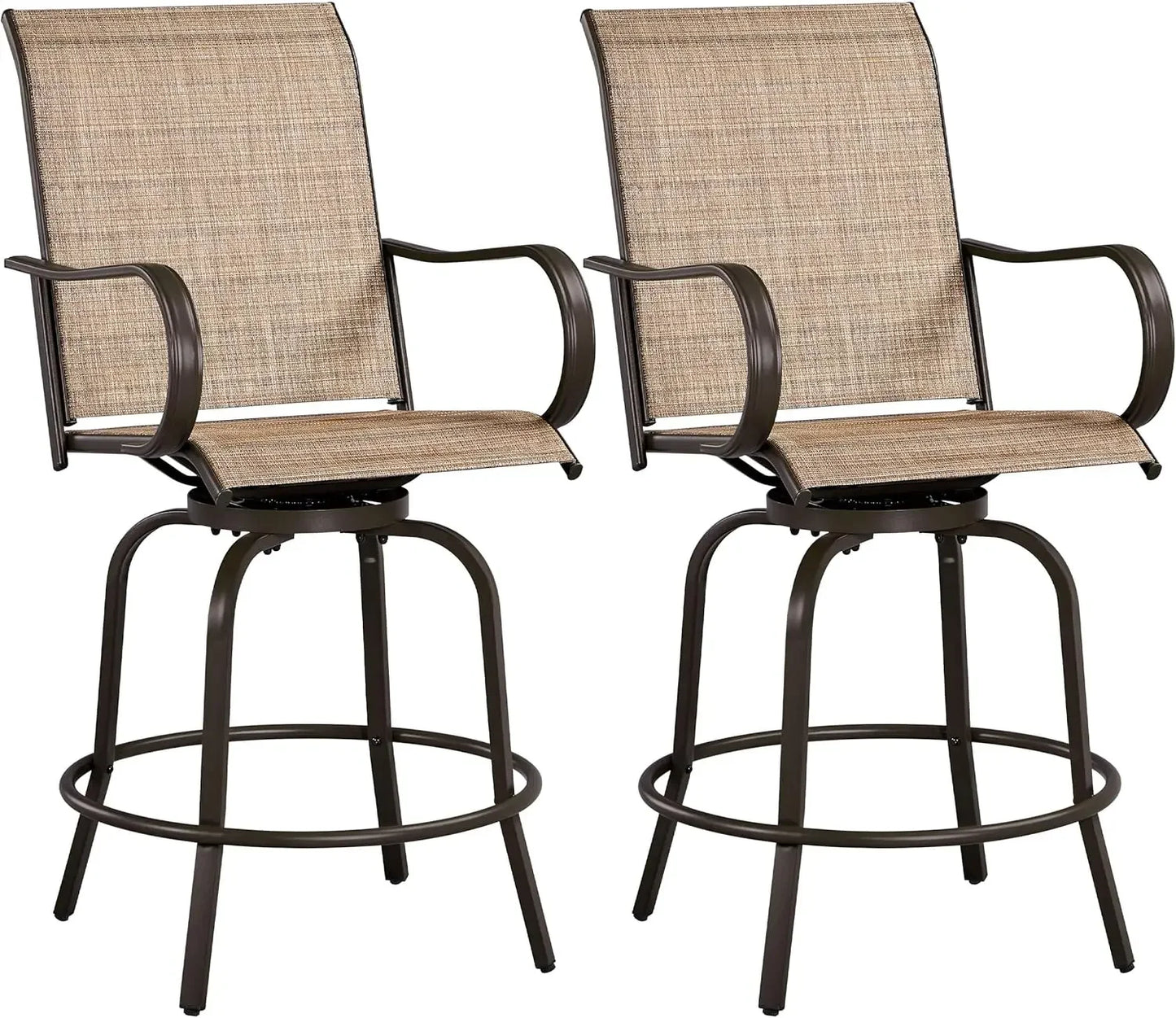 Set Of 2 Outdoor Swivel Bar Stools All Weather Garden Patio